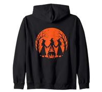 Witches Circle Cauldron Halloween Moon Zip Hoodie