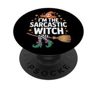 Witches Club I'm The Sarcastic Witch Halloween Humor PopSockets Adhesive PopGrip
