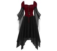 Witches Costume Women Goth Dress Long Maxi Dress Princess Dresses Halloween Costumes for Plus Size Women Evening Party Prom Cocktail Swing Costumes Party Halloween Plus Size Witch Costume