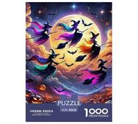 Witches Flying Pumpkin 1000 Piece Jigsaw Puzzle For Adults Family Challenge Toys Stress Relief Puzzle Exercise The Memory of The Brain for Men, Women, Elders, Seniors 38x26cm/1000pcs