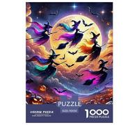 Witches Flying Pumpkin 1000 Pieces Jigsaw Puzzles For Adults Family Challenge Toys Stress Relieving Entertainment Cultivate The Spirit of Teamwork for Family Decorations 70x50cm/1000pcs