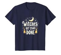 Witches Get Stuff Done Magical Moonlit Motivation T-Shirt, Kids, Navy, 4 Years