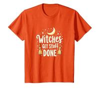 Witches Get Stuff Done Magical Moonlit Motivation T-Shirt, Kids, Orange, 3 Years
