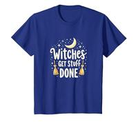 Witches Get Stuff Done Magical Moonlit Motivation T-Shirt, Kids, Royal Blue, 3 Years