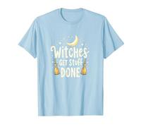 Witches Get Stuff Done Magical Moonlit Motivation T-Shirt, Men, Baby Blue, M