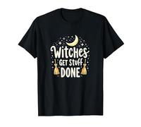 Witches Get Stuff Done Magical Moonlit Motivation T-Shirt, Men, Black, 5XL