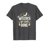 Witches Get Stuff Done Magical Moonlit Motivation T-Shirt, Men, Dark Heather Grey, XXL
