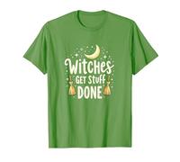 Witches Get Stuff Done Magical Moonlit Motivation T-Shirt, Men, Grass, L