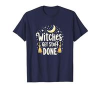 Witches Get Stuff Done Magical Moonlit Motivation T-Shirt, Men, Navy, L