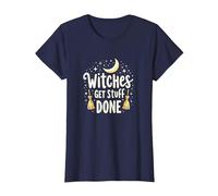 Witches Get Stuff Done Magical Moonlit Motivation T-Shirt, Women, Navy, S