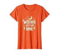 Witches Get Stuff Done Magical Moonlit Motivation T-Shirt, Women, Orange, S