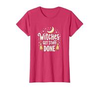 Witches Get Stuff Done Magical Moonlit Motivation T-Shirt, Women, Red Heather, M