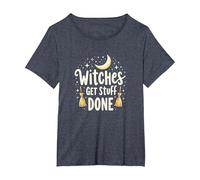 Witches Get Stuff Done Magical Moonlit Motivation T-Shirt, Women's Plus, Heather Blue, 6X