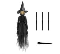 Witches Halloween Decorations Outdoor, 6 FT Lighted Witch Stakes Yard Decoration with Change Colors, Life Size Scary Witch Trio Halloween Props for Lawn Grave Party