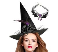 Witches Hat Gem Necklace Cosplay Headwear Set