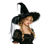 Witches Hat, Halloween Black Witch Hat, Wide Brim Pointed Costume Accessory, Witch Costume Accessories, Adult Prop For Halloween, Carnival,World Book Day，Cosplay And Masquerade Fancy