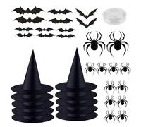 Witches Hat | Halloween Hats Decor,Bat Spider Stickers Costume Accessories with 164ft String for Entrance Front Porch Window Yard Tree Wall Garden Ceiling