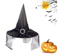 Witches Hats for Halloween - Lace Witch Hat Women Costume Accessory | Cosplay Party Accessories for Masquerade Carnivals Outdoor Indoor Adult Decoration Porch Yard