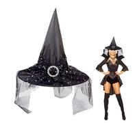 Witches Hats for Halloween - Lace Witch Hat Women Costume Accessory - Novelty Cosplay Party Decoration for Outdoor Yard Porch Carnival Masquerade Adult