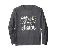 Witches Just Being Witches Moonlit Broomstick Adventure Long Sleeve T-Shirt, Adult Unisex, Dark Heather Grey, L