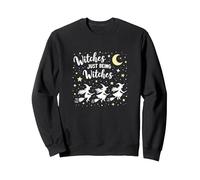 Witches Just Being Witches Moonlit Broomstick Adventure Sweatshirt, Adult Unisex, Black, XXL