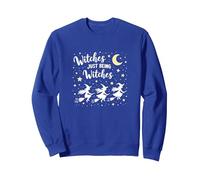 Witches Just Being Witches Moonlit Broomstick Adventure Sweatshirt, Adult Unisex, Royal Blue, XL
