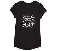 Witches Just Being Witches Moonlit Broomstick Adventure T-Shirt, Girls, Black, XS