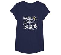 Witches Just Being Witches Moonlit Broomstick Adventure T-Shirt, Girls, Navy, Small