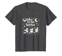 Witches Just Being Witches Moonlit Broomstick Adventure T-Shirt, Kids, Dark Heather Grey, 4 Years