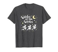 Witches Just Being Witches Moonlit Broomstick Adventure T-Shirt, Men, Dark Heather Grey, L