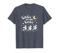 Witches Just Being Witches Moonlit Broomstick Adventure T-Shirt, Men, Heather Blue, L