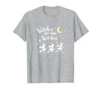 Witches Just Being Witches Moonlit Broomstick Adventure T-Shirt, Men, Heather Grey, L