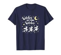 Witches Just Being Witches Moonlit Broomstick Adventure T-Shirt, Men, Navy, L