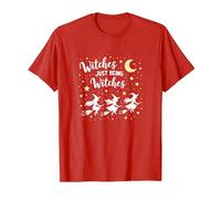 Witches Just Being Witches Moonlit Broomstick Adventure T-Shirt, Men, Red, XXL