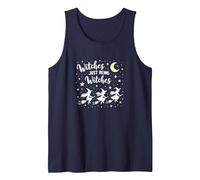 Witches Just Being Witches Moonlit Broomstick Adventure Tank Top, Men, Navy, L