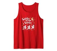 Witches Just Being Witches Moonlit Broomstick Adventure Tank Top, Men, Red, L