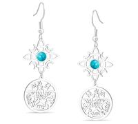 Witches Knot and Tetragrammaton Pentagram Earring Celtic Knot Turquoise Name of God Charm Earring Protection Witchcraft Pagan Jewelry for Women