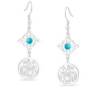Witches Knot and Tetragrammaton Pentagram Earring Celtic Knot Turquoise Name of God Charm Earring Protection Witchcraft Pagan Jewelry for Women