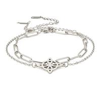 Witches Knot Bracelet For Women Celtic Knot Wiccan Symbol Layered Bracelet Stainless Steel Unique Charm Adjustable Double Layer Bracelet (silver, Stainless Steel)
