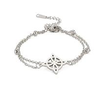 Witches Knot Bracelet For Women Stainless Steel Celtic Knot Wiccan Symbol Layered Bracelet Unique Charm Adjustable Double Layer Bracelet Jewelry Gifts (silver 1)