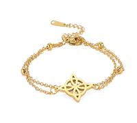Witches Knot Bracelet For Women Stainless Steel Celtic Knot Wiccan Symbol Layered Bracelet Unique Charm Adjustable Double Layer Bracelet Jewelry Gifts (gold 1)