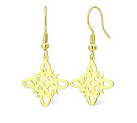 Witches Knot Earrings for Women Stainless Steel Celtic Knot Pendant Dangle Earrings Hollow Irish Wiccan Witchcraft Pagan Protection Amulet Jewelry Gift，Gold