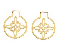Witches Knot Earrings For Women Stainless Steel Hollow Out Geometric Style Celtic Knot Flattened Hoop Earrings Witchcraft Good Luck Irish Jewelry (gold)