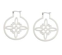 Witches Knot Earrings For Women Stainless Steel Hollow Out Geometric Style Celtic Knot Flattened Hoop Earrings Witchcraft Good Luck Irish Jewelry (silver)
