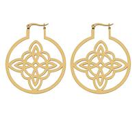 Witches Knot Earrings For Women Stainless Steel Hollow Out Geometric Style Celtic Knot Flattened Hoop Earrings Witchcraft Good Luck Irish Jewelry (gold 2)