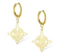 Witches Knot Earrings Stainless Steel Celtic Knot Dangle Earrings Triquetra Trinity Witchy Jewelry Gift for Women (gold hoop)