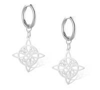 Witches Knot Earrings Stainless Steel Celtic Knot Dangle Earrings Triquetra Trinity Witchy Jewelry Gift for Women (silver hoop)
