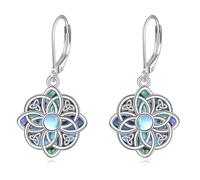 Witches Knot Earrings Sterling Silver Celtic Witches Knot Abalone Shell Dangle Earrings Moonstone Witch Jewellery Gifts for Women