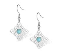 Witches Knot Earrings with Turquoise Magic Celtic Knot Dangle Stud Earrings Stainless Steel Celtic Irish Wiccan Witchcraft Pagan Jewelry for Women Teens