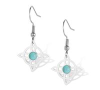 Witches Knot Earrings with Turquoise Magic Celtic Knot Dangle Stud Earrings Stainless Steel Celtic Irish Wiccan Witchcraft Pagan Jewelry for Women Teens